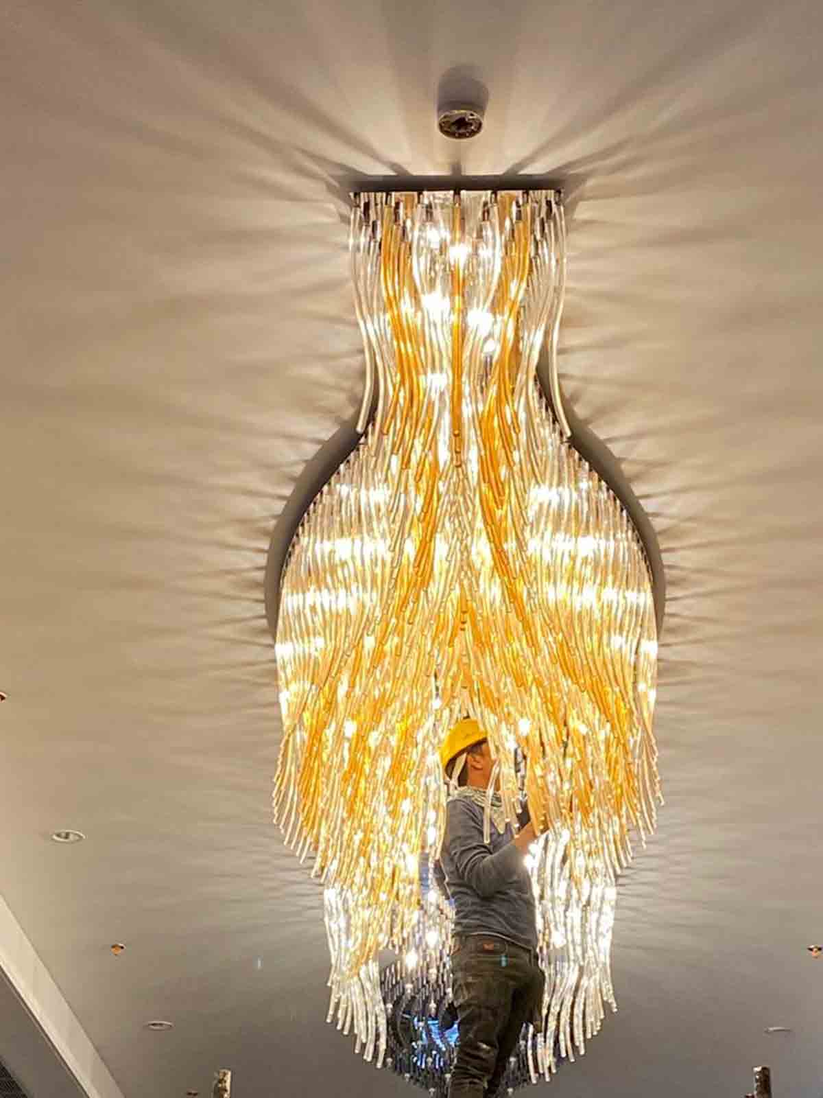 Installation of chandelier by Shree Lite